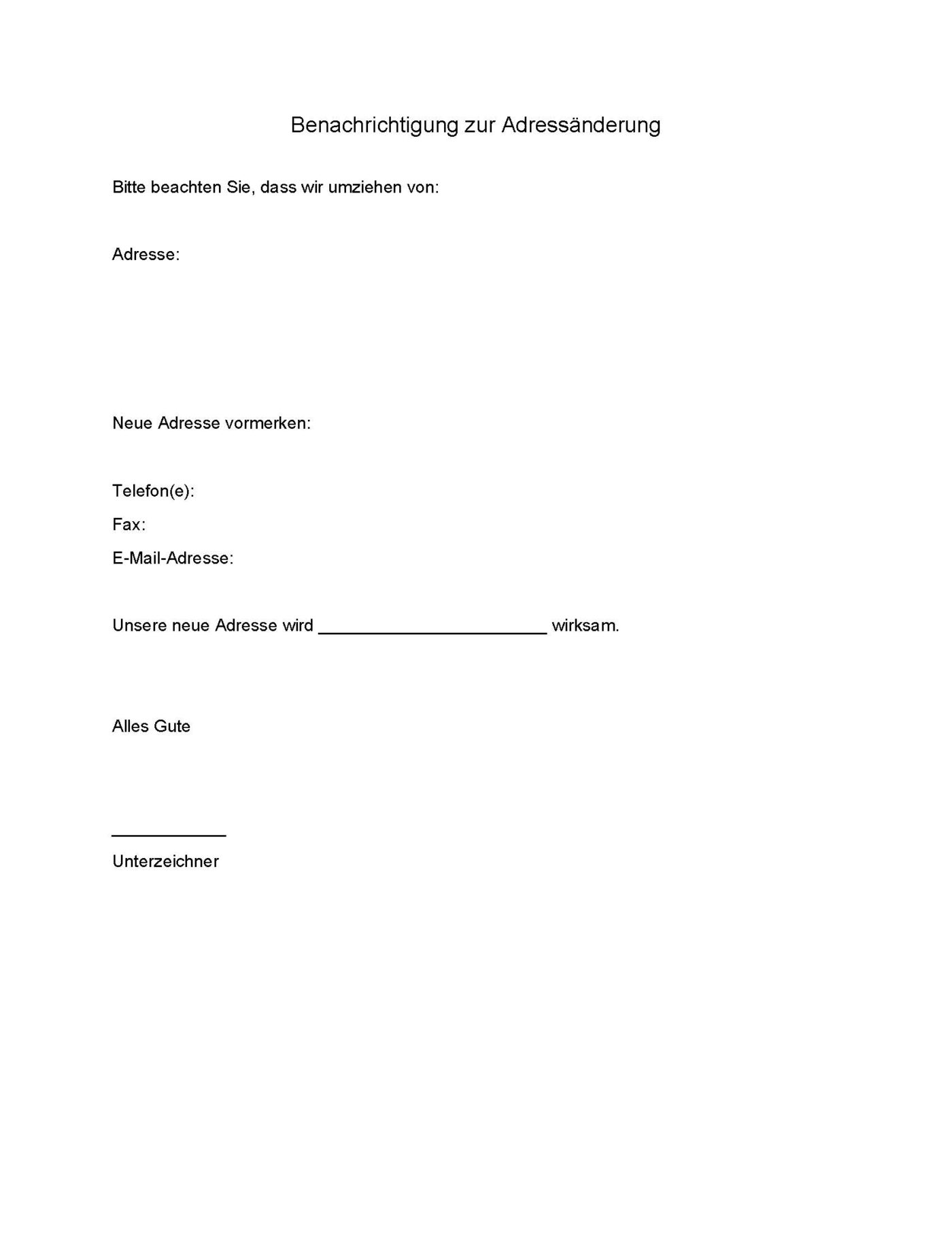 Benachrichtigung zur Adressänderung - Microsoft Word-Dokument (.docx) – Bild 2