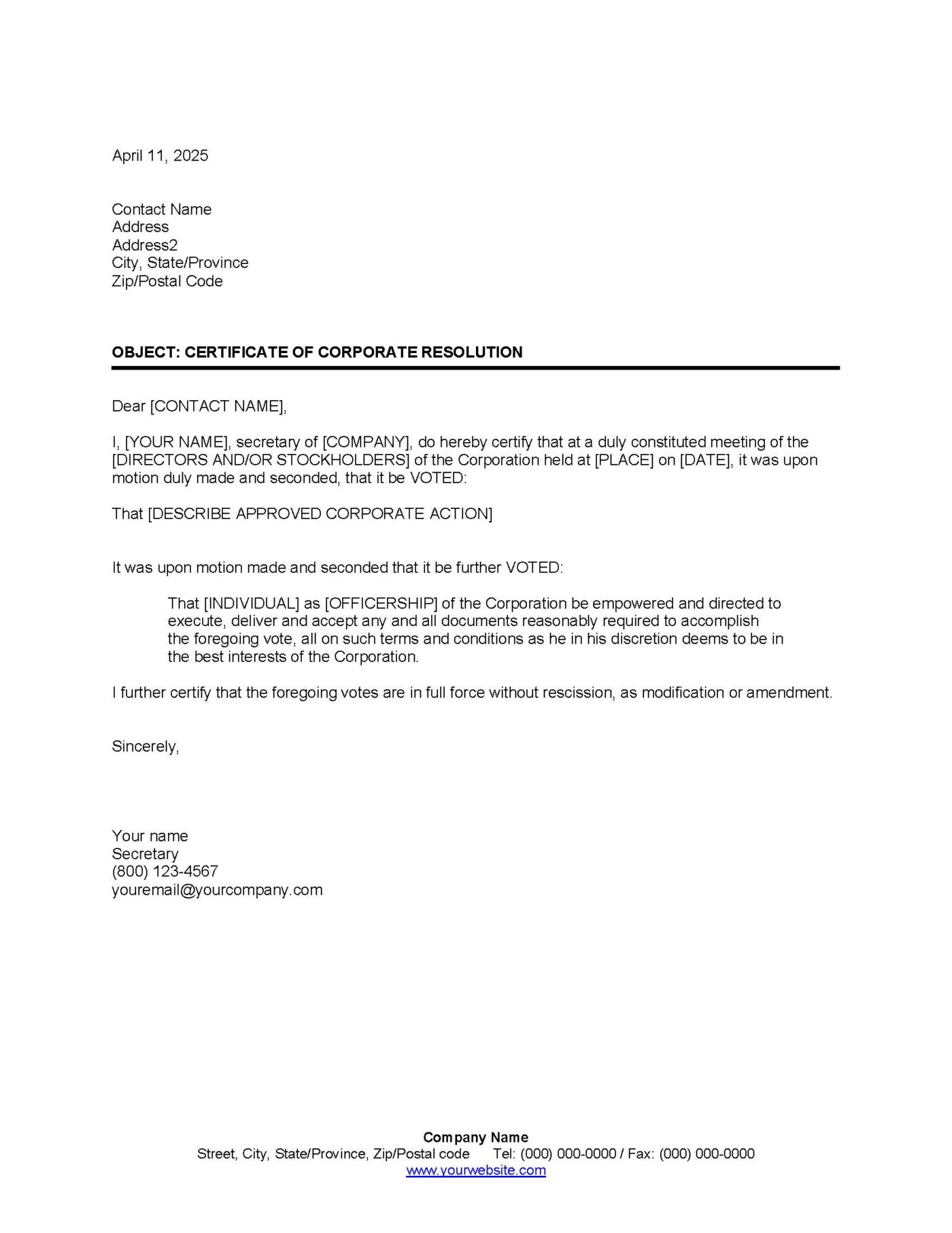 Certificate of Corporate Resolution - Microsoft Word-Dokument (.docx) – Bild 2