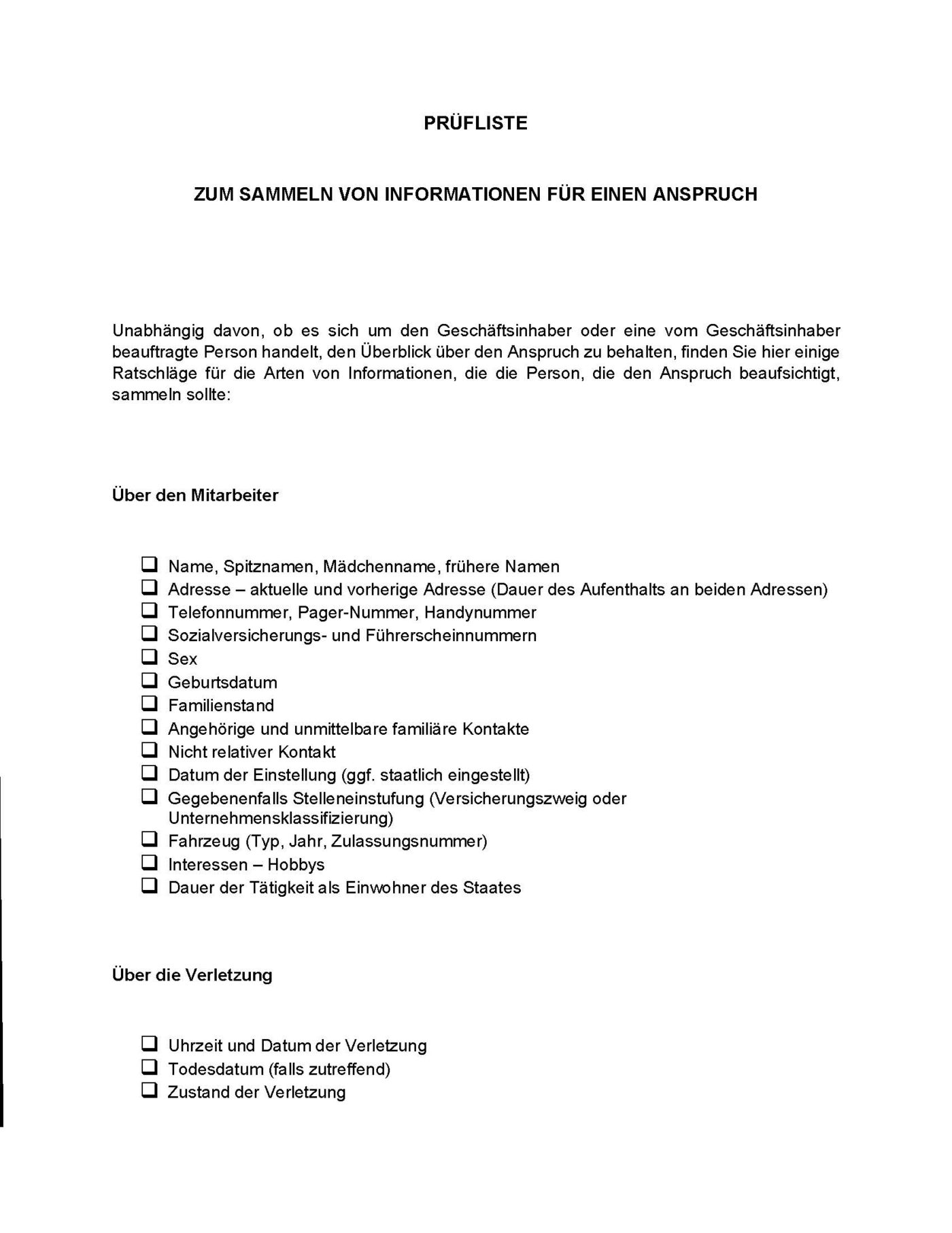 Checkliste Entschädigungsansprüche von Arbeitnehmern - Microsoft Word-Dokument (.docx) – Bild 4