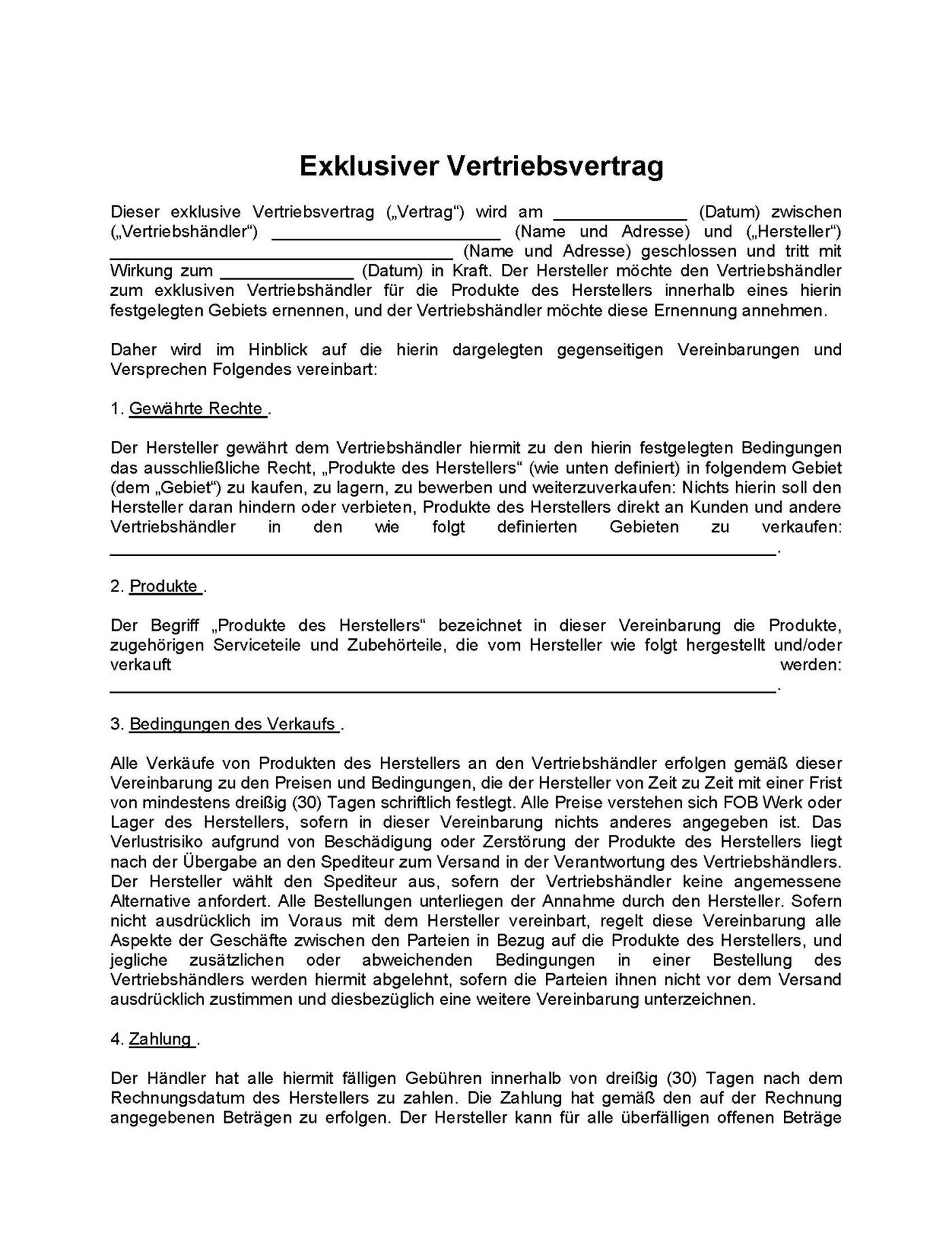 Exklusiver Vertriebsvertrag Microsoft Word-Dokument (.docx) – Bild 2