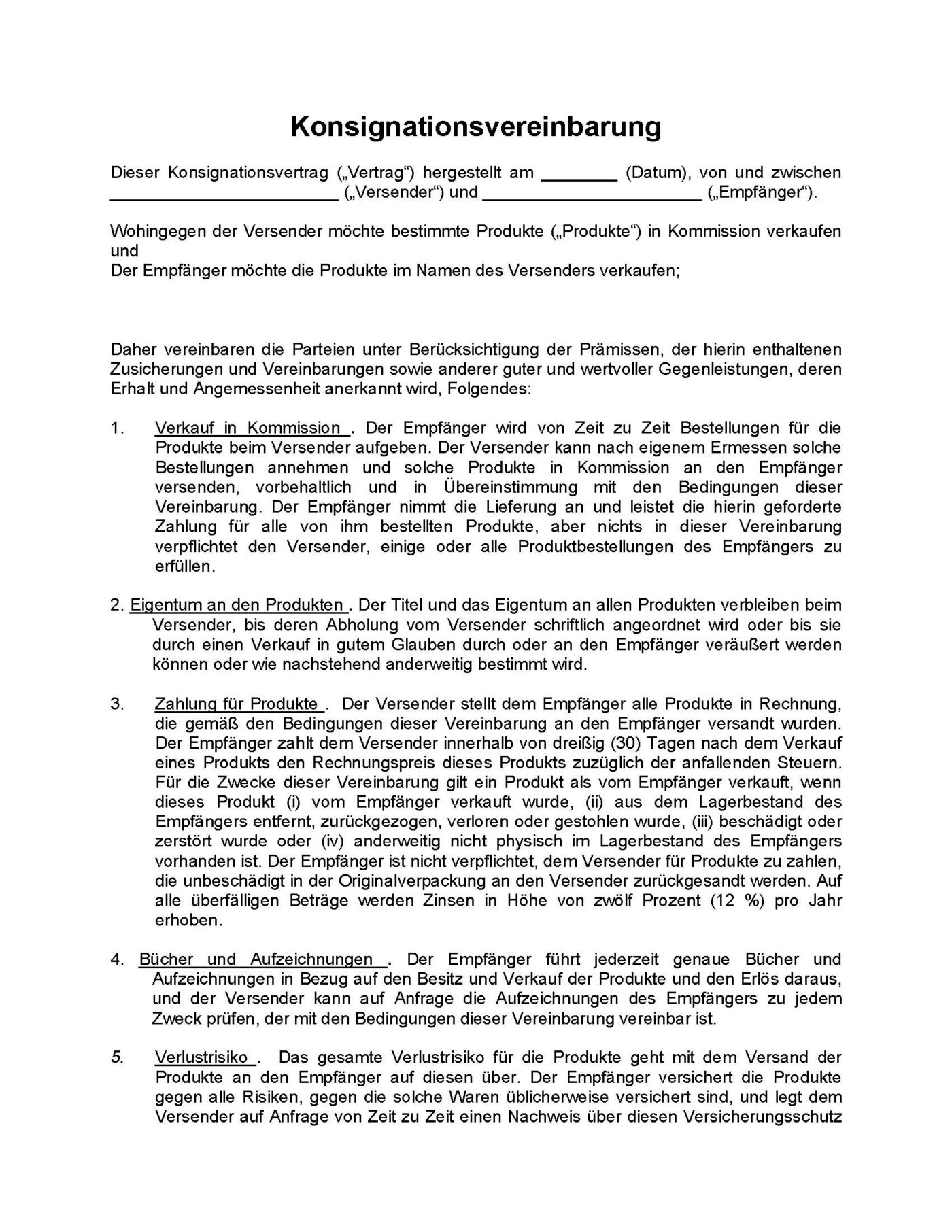 Konsignationsvereinbarung Microsoft Word-Dokument (.docx) – Bild 2