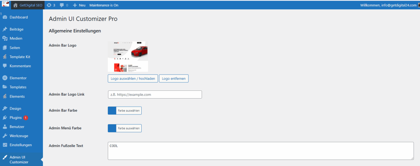 Admin UI Customizer Pro - WordPress Plugin – Bild 3