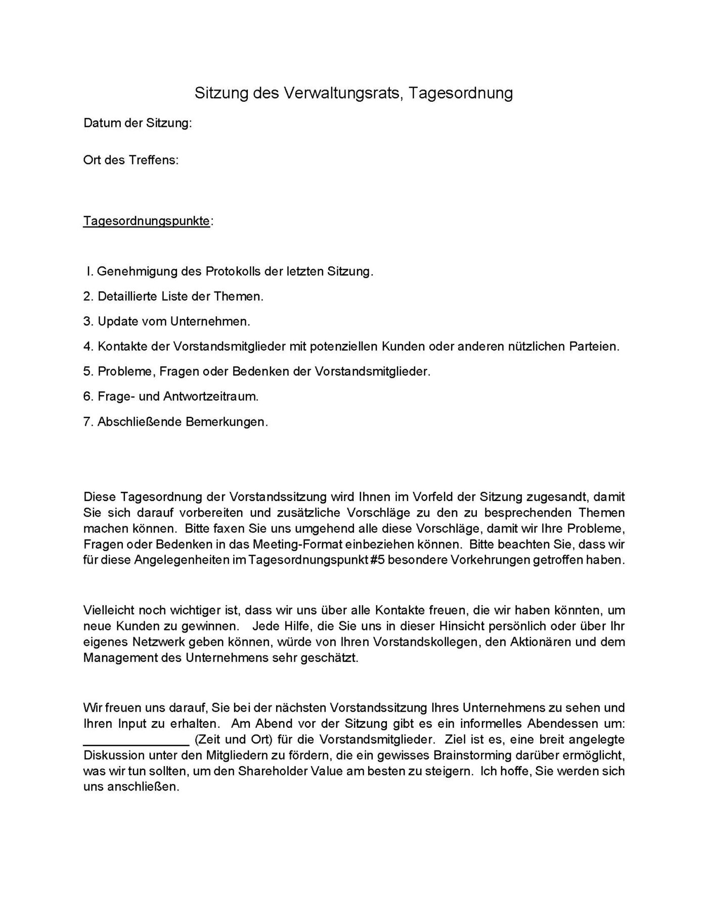 Sitzung des Verwaltungsrats - Tagesordnung Microsoft Word-Dokument (.docx) – Bild 2
