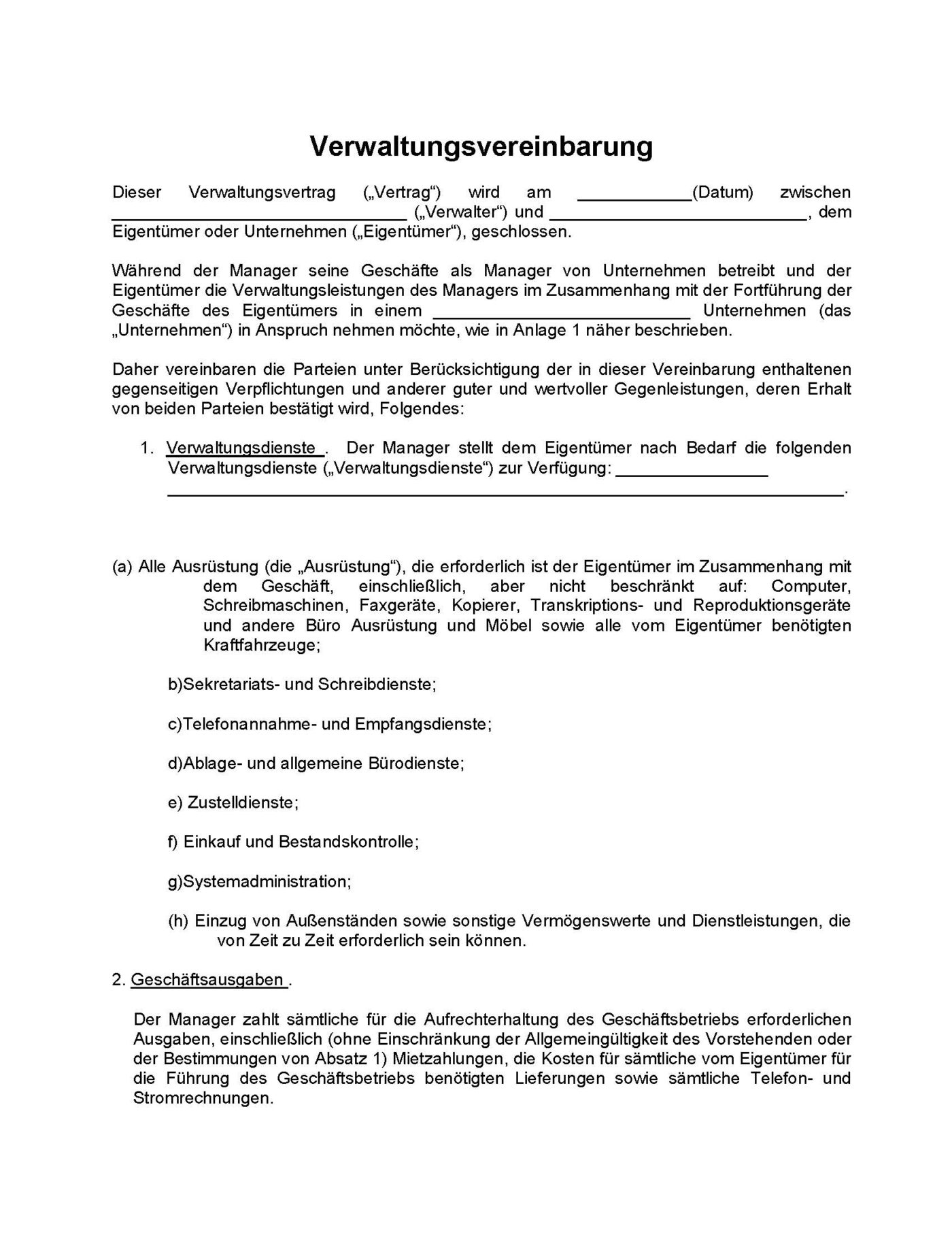 Verwaltungsvereinbarung Microsoft Word-Dokument (.docx) – Bild 2