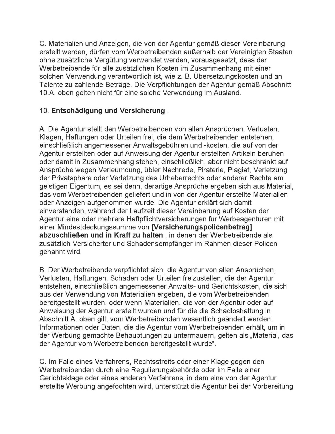 Werbeagenturvertrag Microsoft Word-Dokument (.docx) – Bild 2