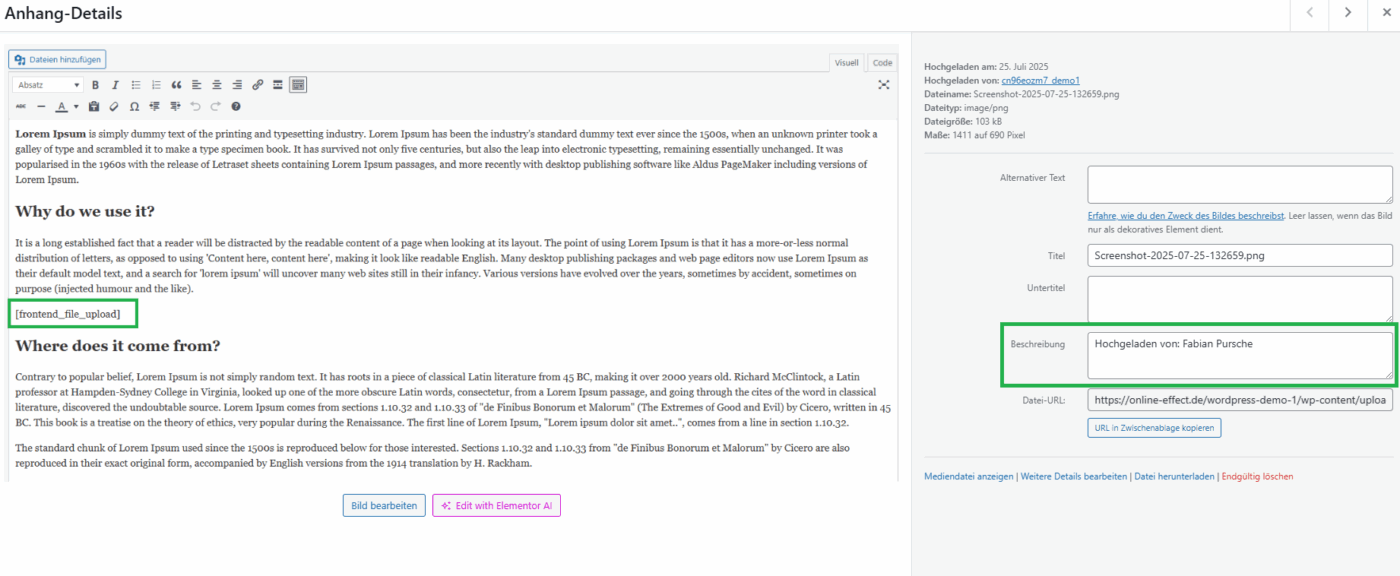 Frontend File Upload - WordPress Plugin – Bild 5