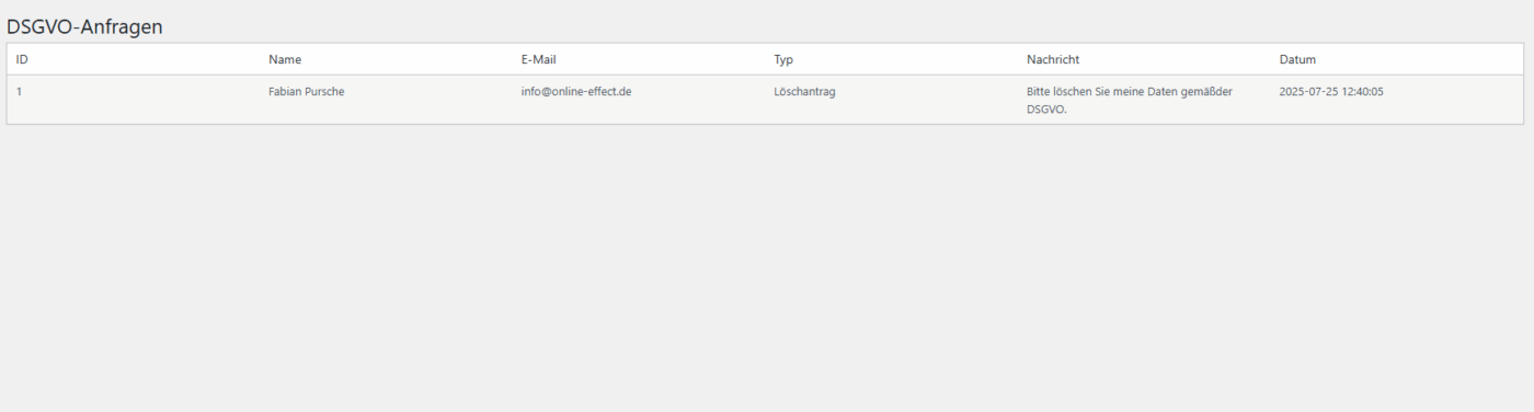 Simple GDPR Request Form - WordPress Plugin – Bild 5