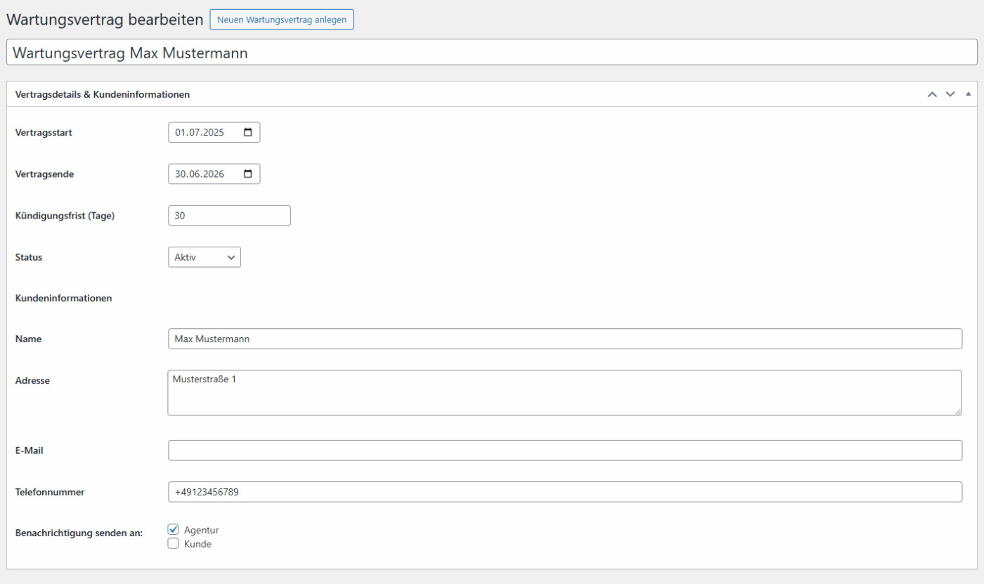 Contract Reminder Tool - WordPress Plugin – Bild 5