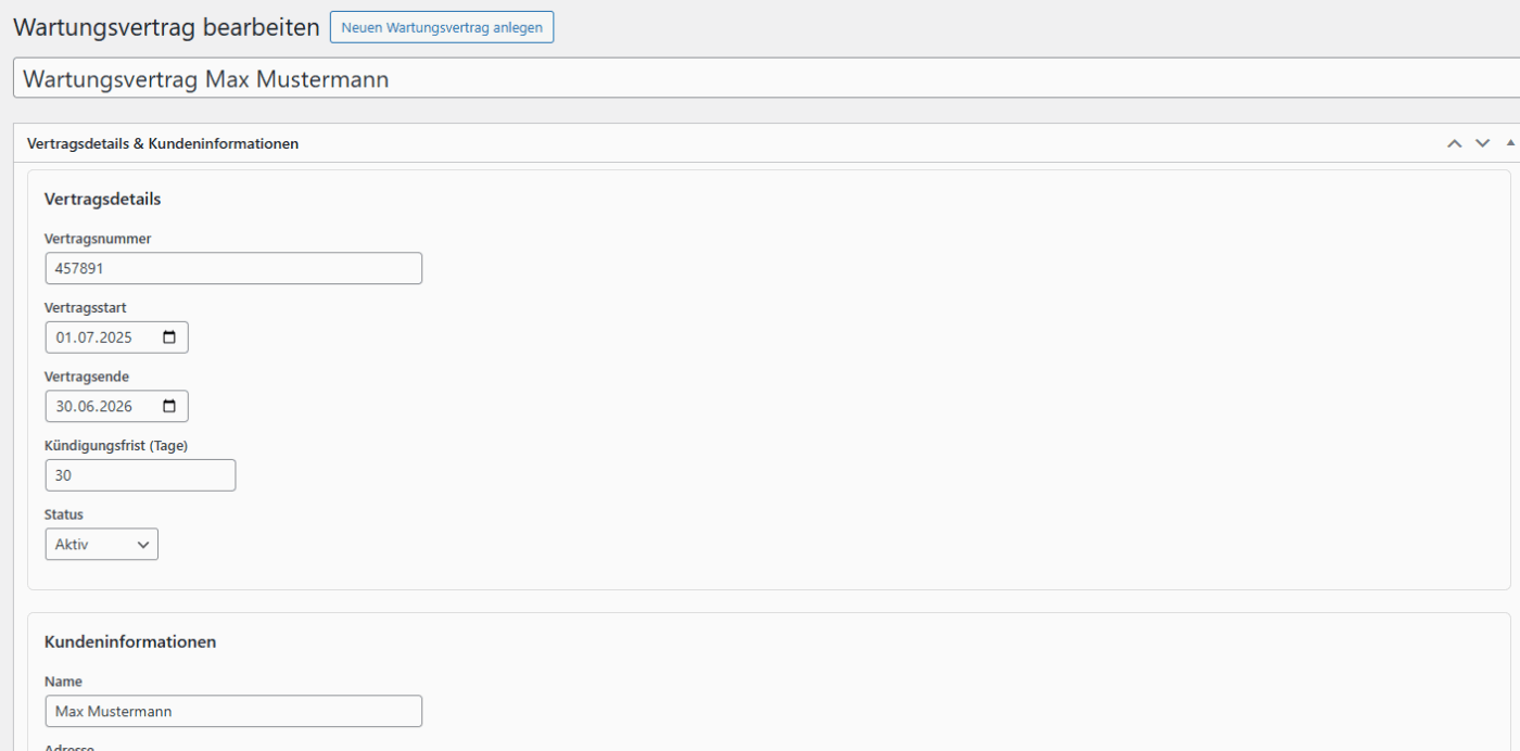 Contract Reminder Tool - WordPress Plugin – Bild 4