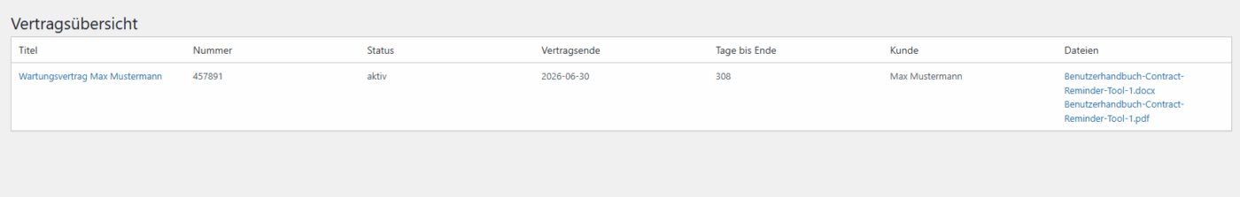 Contract Reminder Tool - WordPress Plugin – Bild 6
