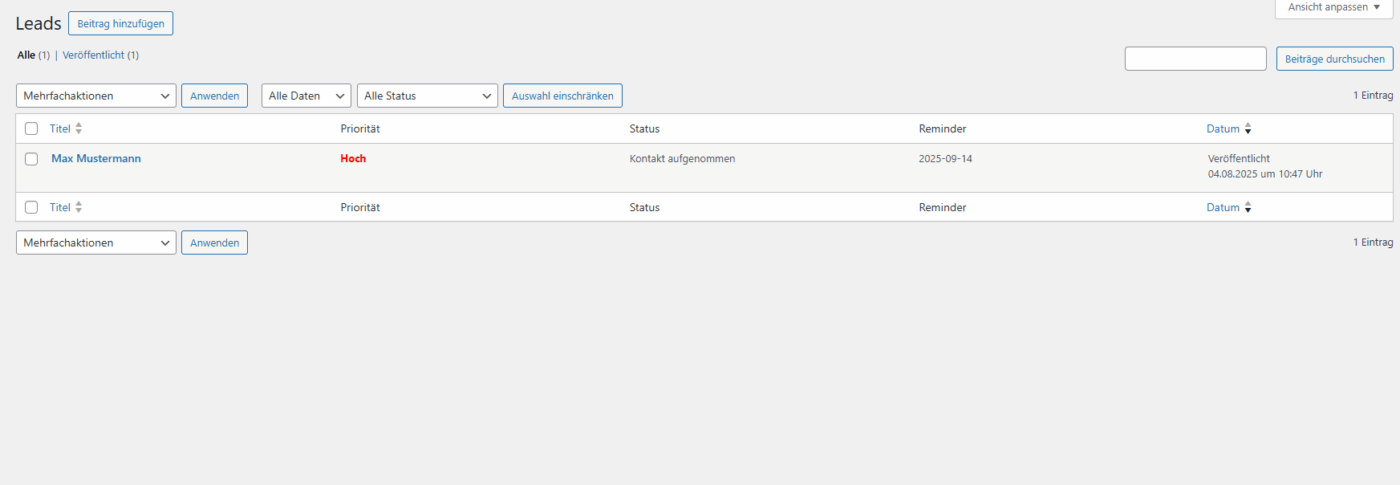 Lead-Dashboard für Coaches & Agenturen - WordPress Plugin – Bild 5