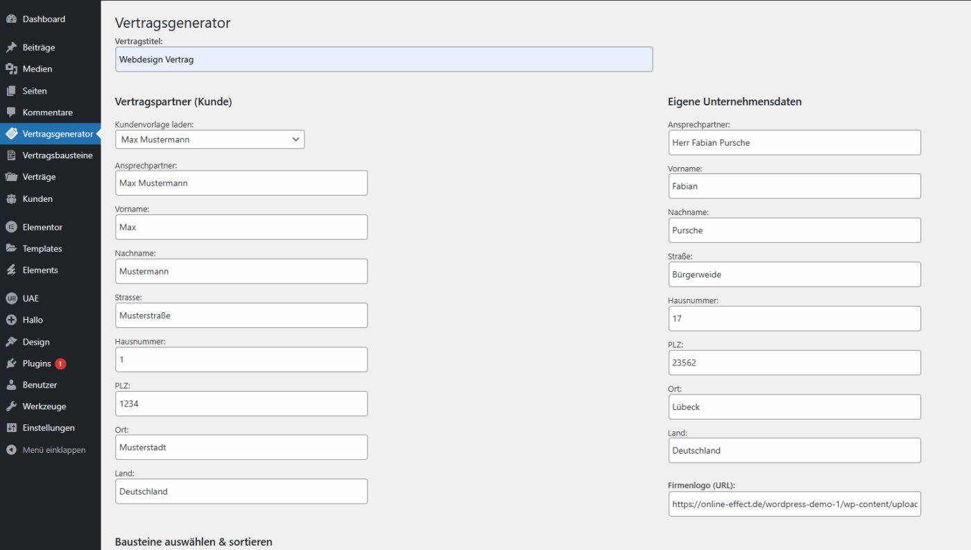 Vertragsgenerator - WordPress Plugin – Bild 9