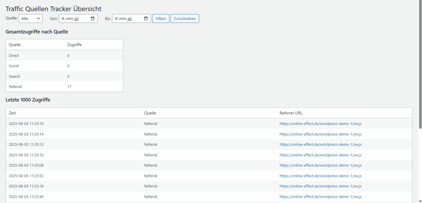 Traffic-Tracker - WordPress Plugin – Bild 3