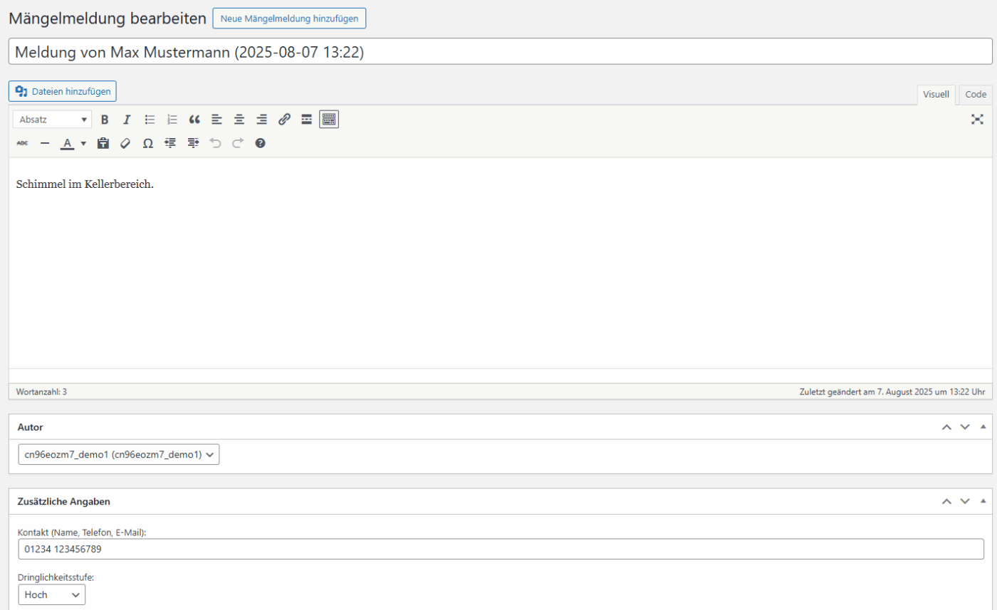 Mängelmelder / Serviceformular - WordPress Plugin – Bild 2