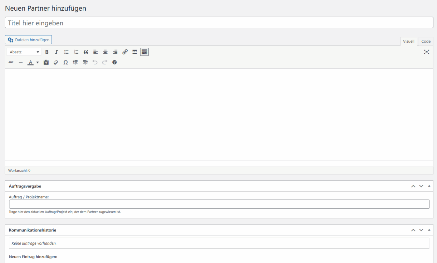 Subunternehmer- und Partnerverwaltung - WordPress Plugin – Bild 3
