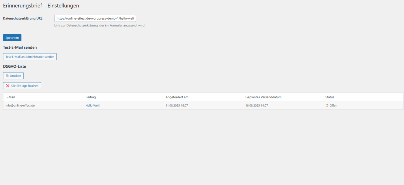 Content-Reminder - WordPress Plugin – Bild 6