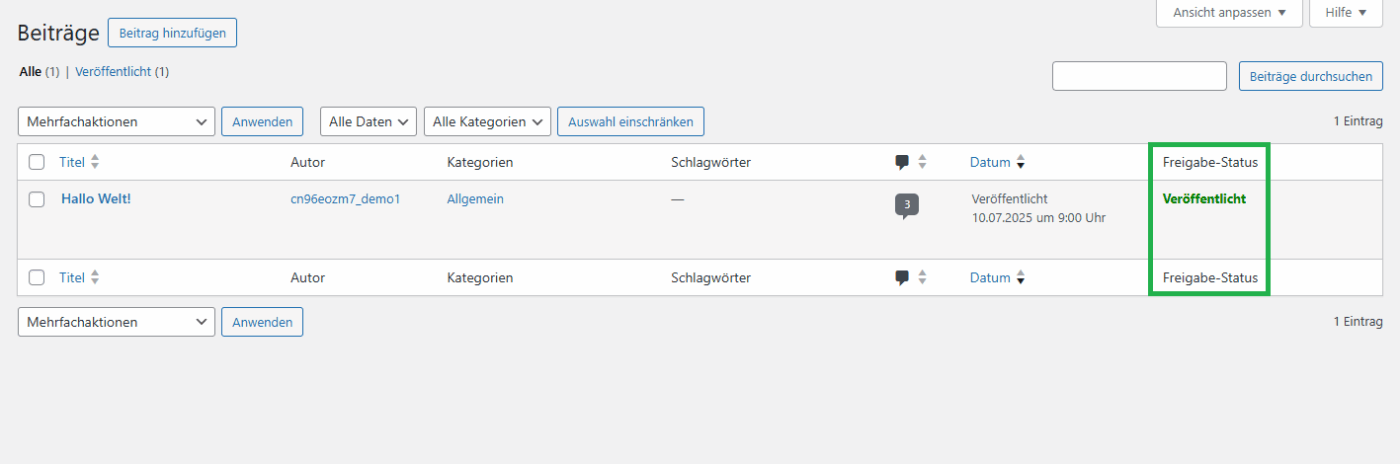 Freigabe-Manager - WordPress Plugin – Bild 2