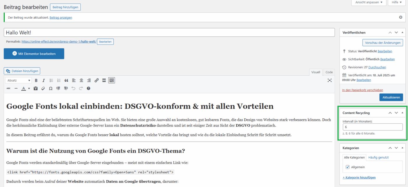 Content Recycling Manager - WordPress Plugin – Bild 2