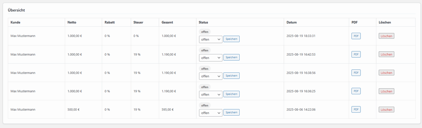 Angebotsgenerator - WordPress Plugin – Bild 5