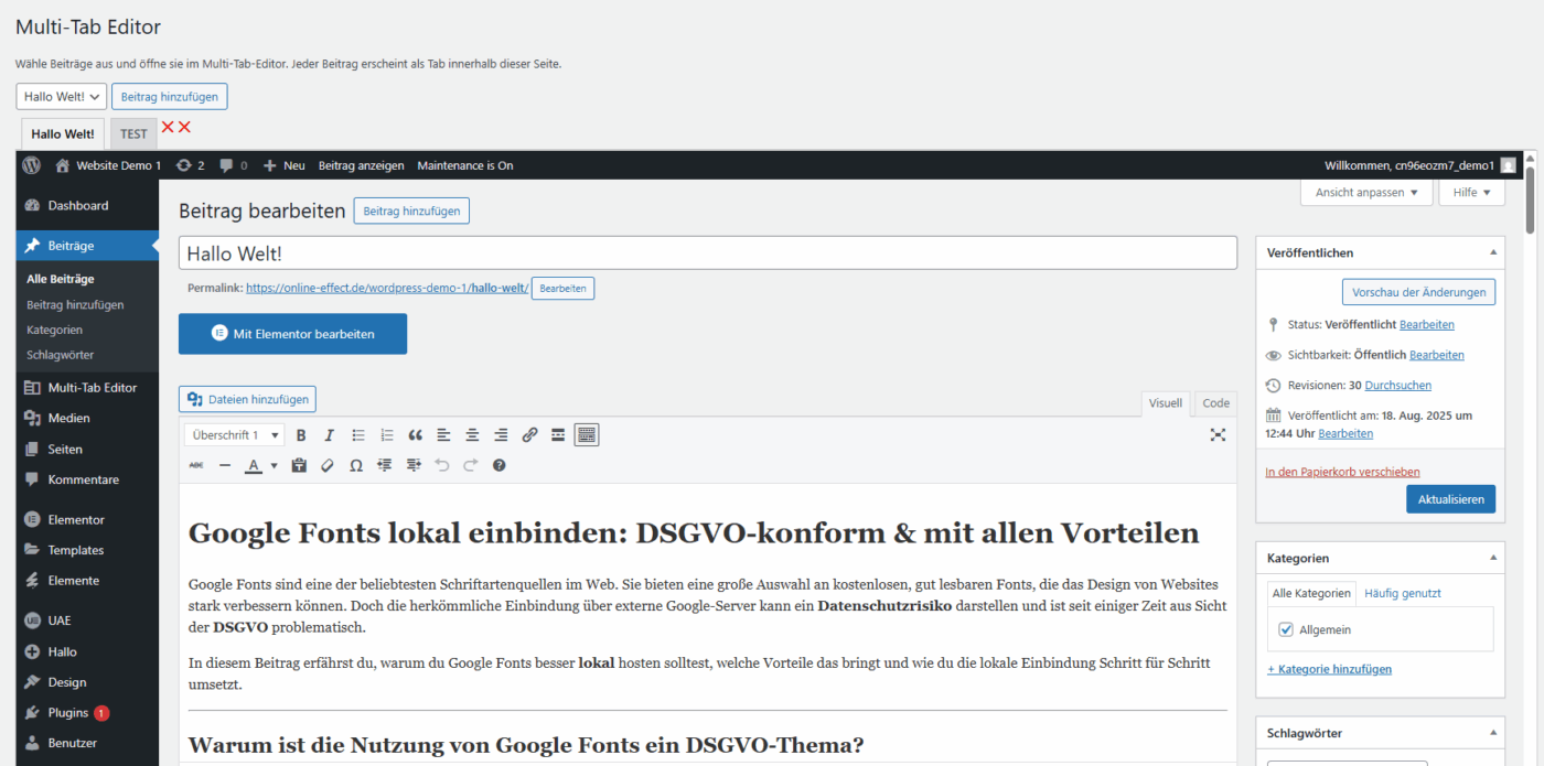 Multi-Tab Editor - WordPress Plugin – Bild 4