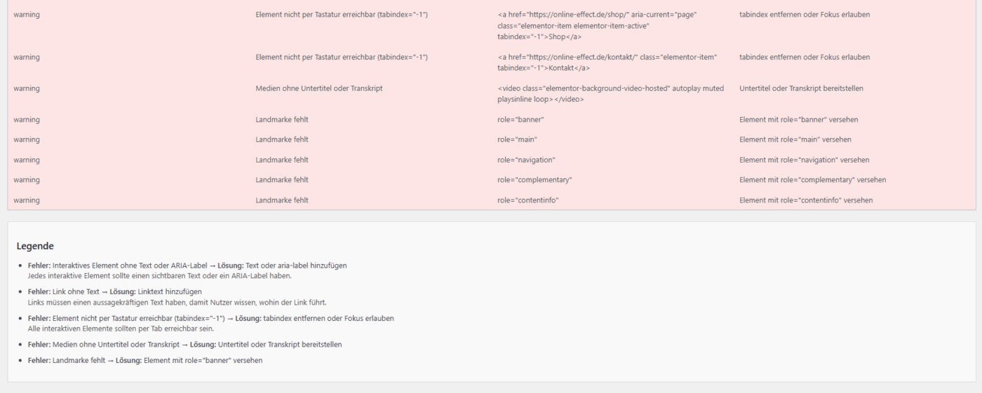 My Accessibility Checker – WordPress Plugin – Bild 5