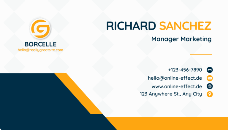 Blue Yellow White Elegant Modern Classic Minimalist Professional Personal Business Card