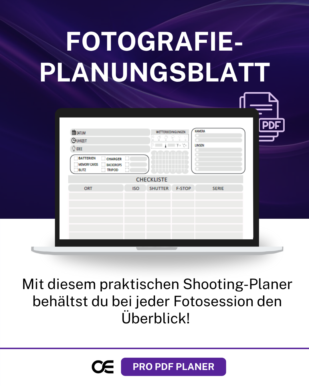 Fotografie-Planungsblatt