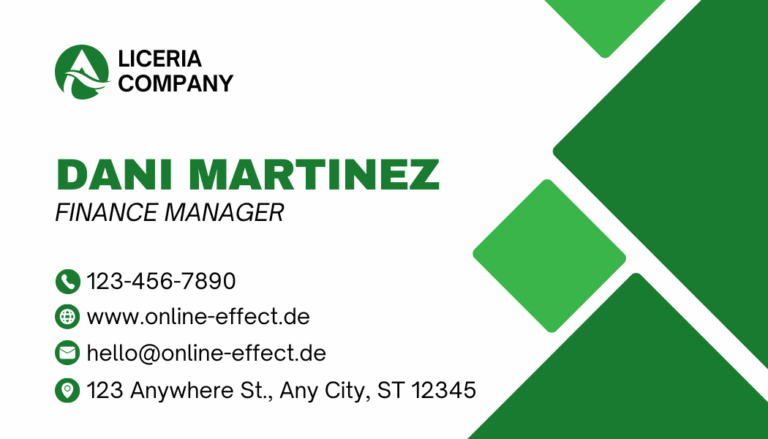 Green and White Modern Business Card