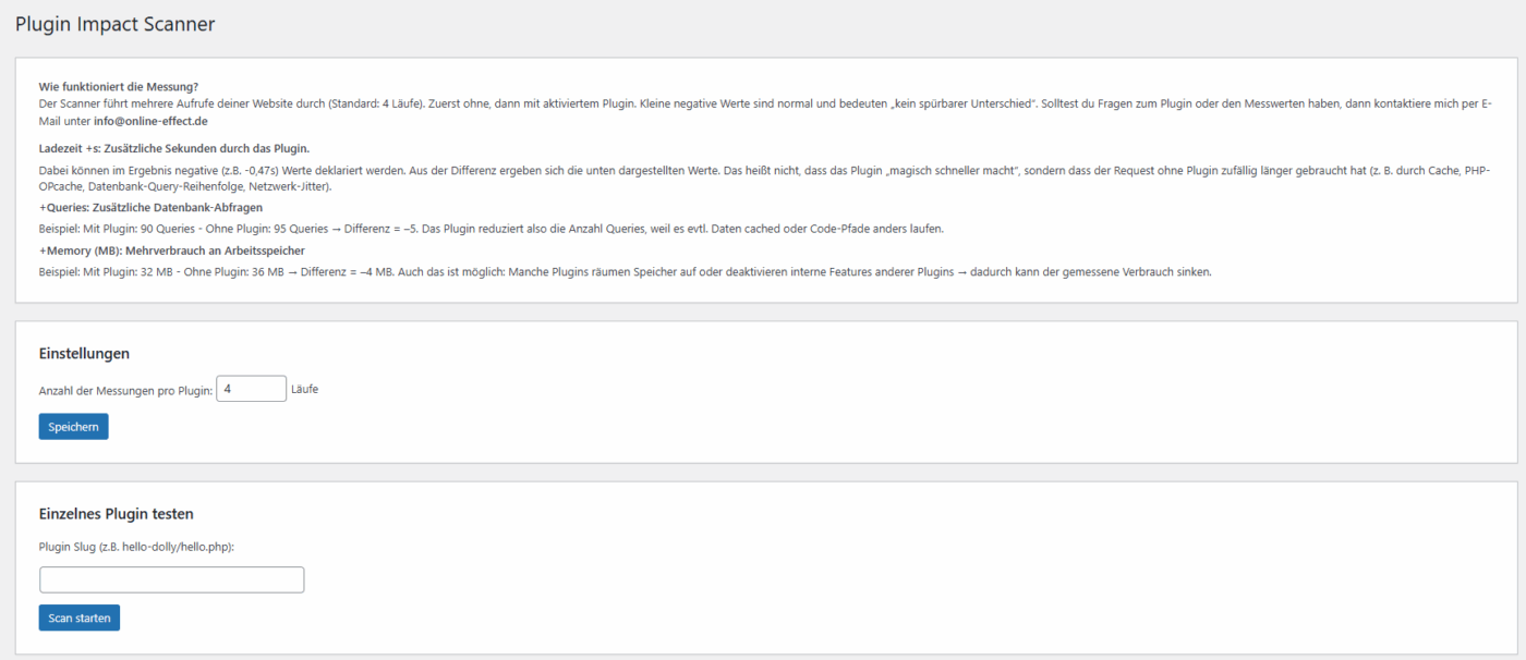 Plugin Impact Scanner – WordPress Plugin – Bild 2