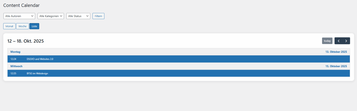 Content Calendar View WordPress Plugin – Bild 4